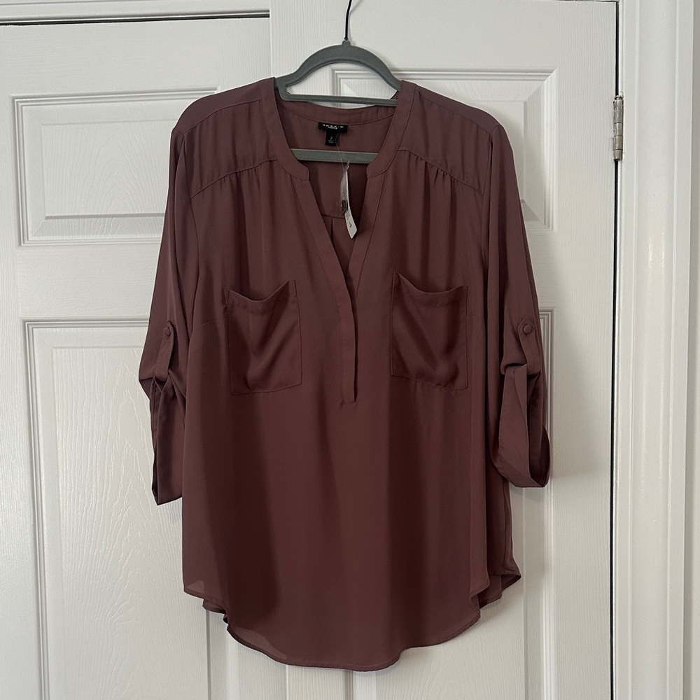 Torrid Harper Mauve Roll-Up Sleeve Blouse
